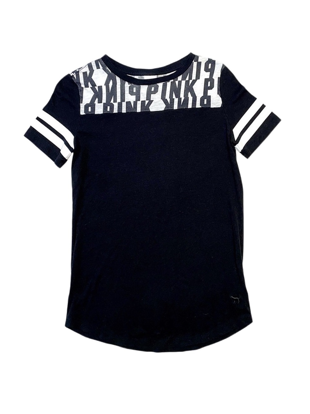 PINK Victoria's Secret Black And White Short Sleeve Top